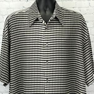 Vintage 70s Monzini Collection Button Front Shirt Beige Disco USA XL X-Large